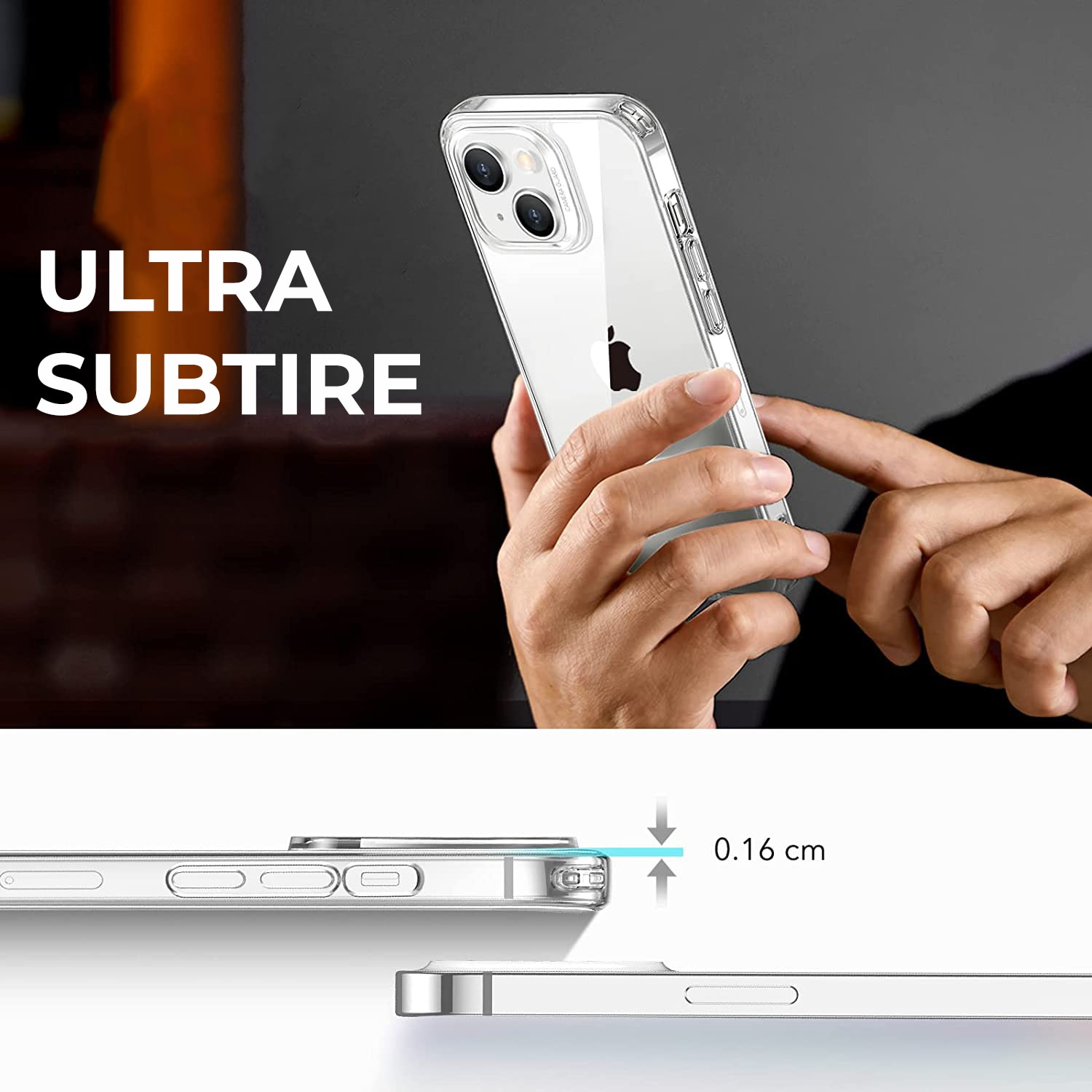 Husa Daden® Transparent Clear pentru iPhone 13, Anti ingalbenire, Antisoc, Transparenta