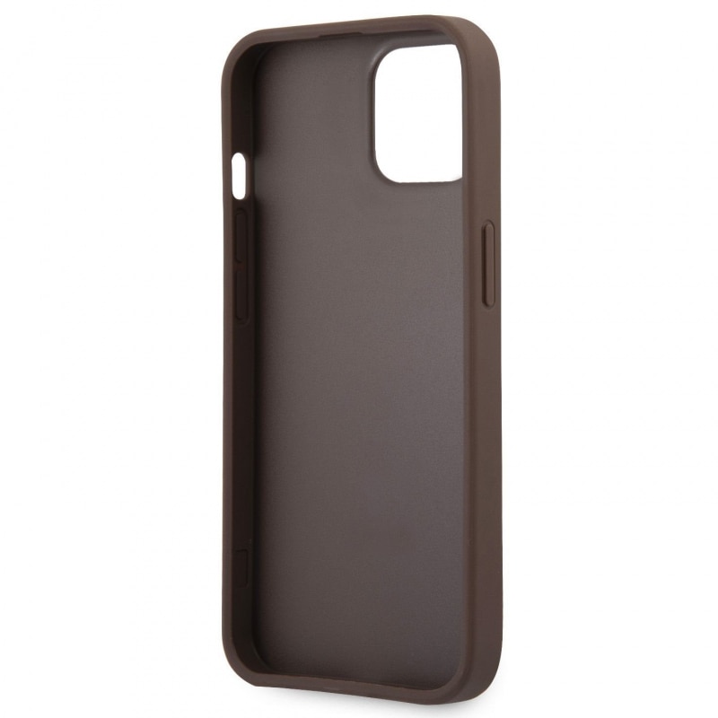Husa de protectie Guess cu logo metalic PU 4G pentru iPhone 13, Maro