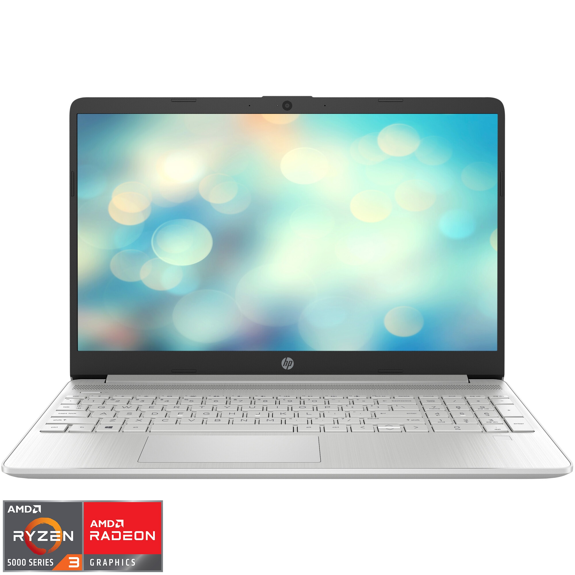 Laptop HP 15s-eq2027nq cu procesor AMD Ryzen 3 5300U, 15.6", Full HD, 8GB, 512GB SSD, AMD Radeon Integrated Graphics, Free DOS, Natural Silver
