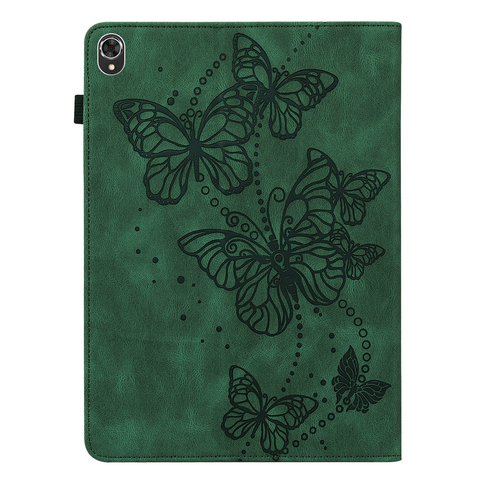 Husa tableta pentru Lenovo Tab K10, piele cu model fluture in relief, verde