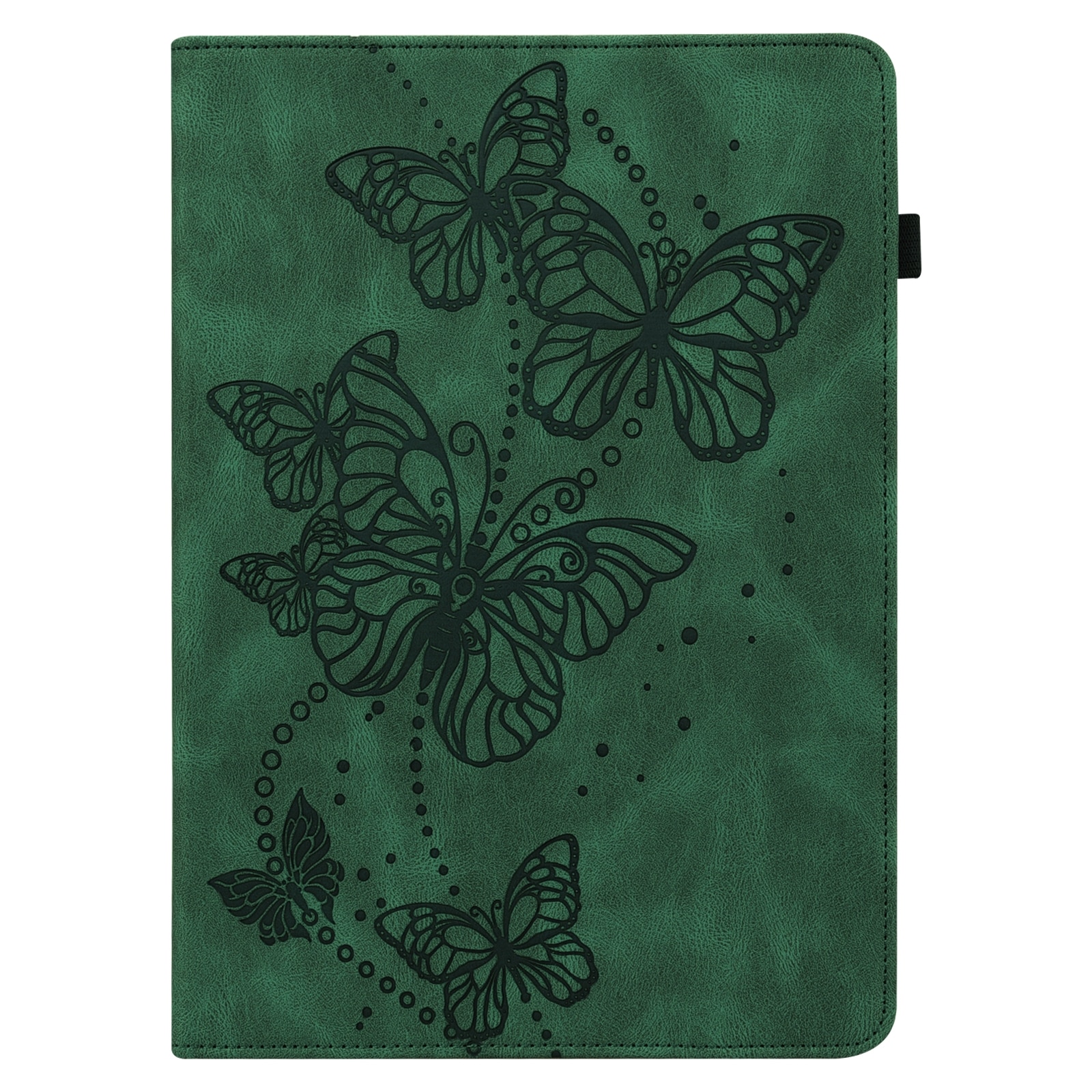 Husa tableta pentru Lenovo Tab K10, piele cu model fluture in relief, verde