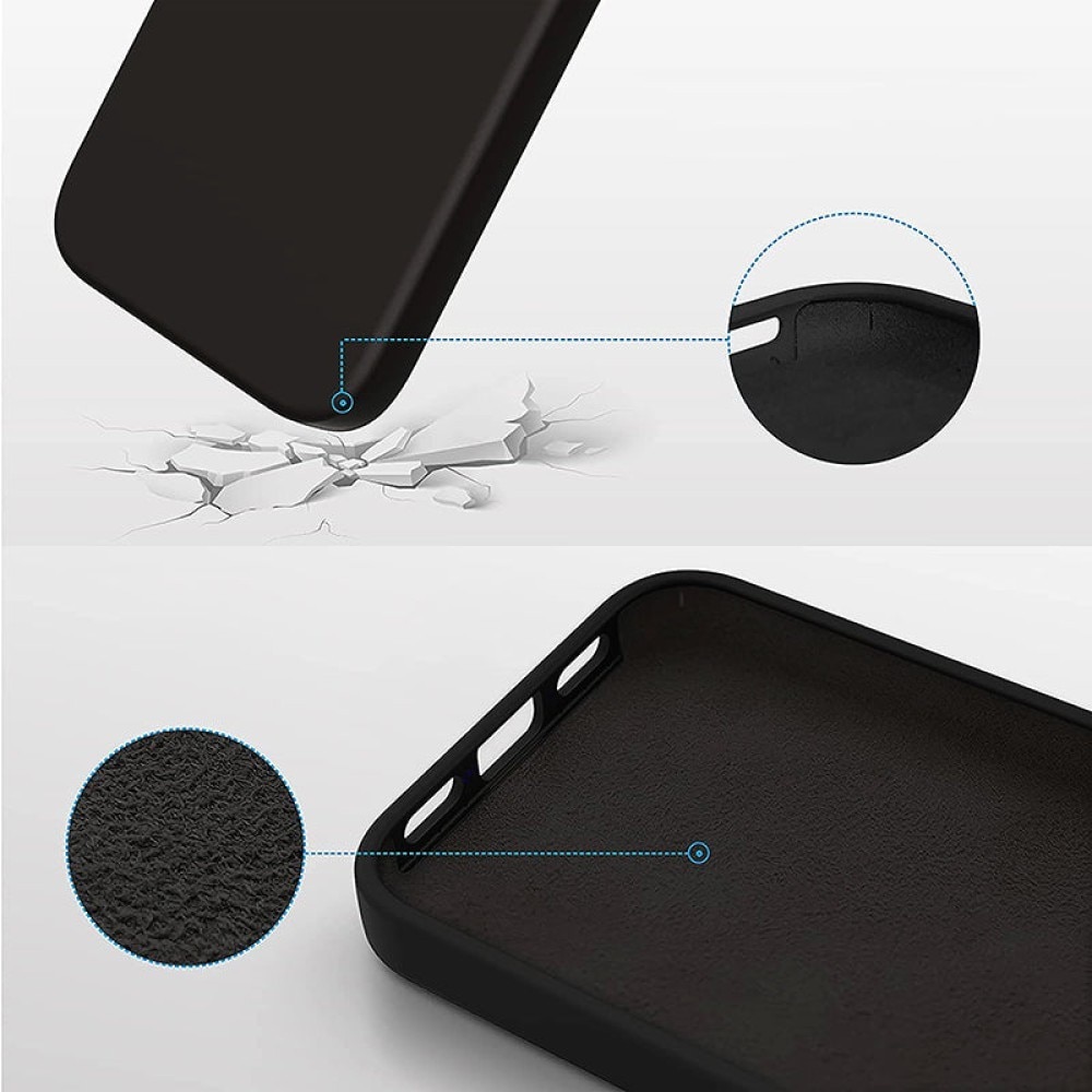 Husa CASEY STUDIOS™ pentru Apple iPhone 13 Pro, Soft Silicone Premium, Microfibra in Interior, Negru, de Protectie, Ultra Slim, pentru Incarcare Wireless, Margini Ridicate pentru Protectia Ecranului si a Camerelor