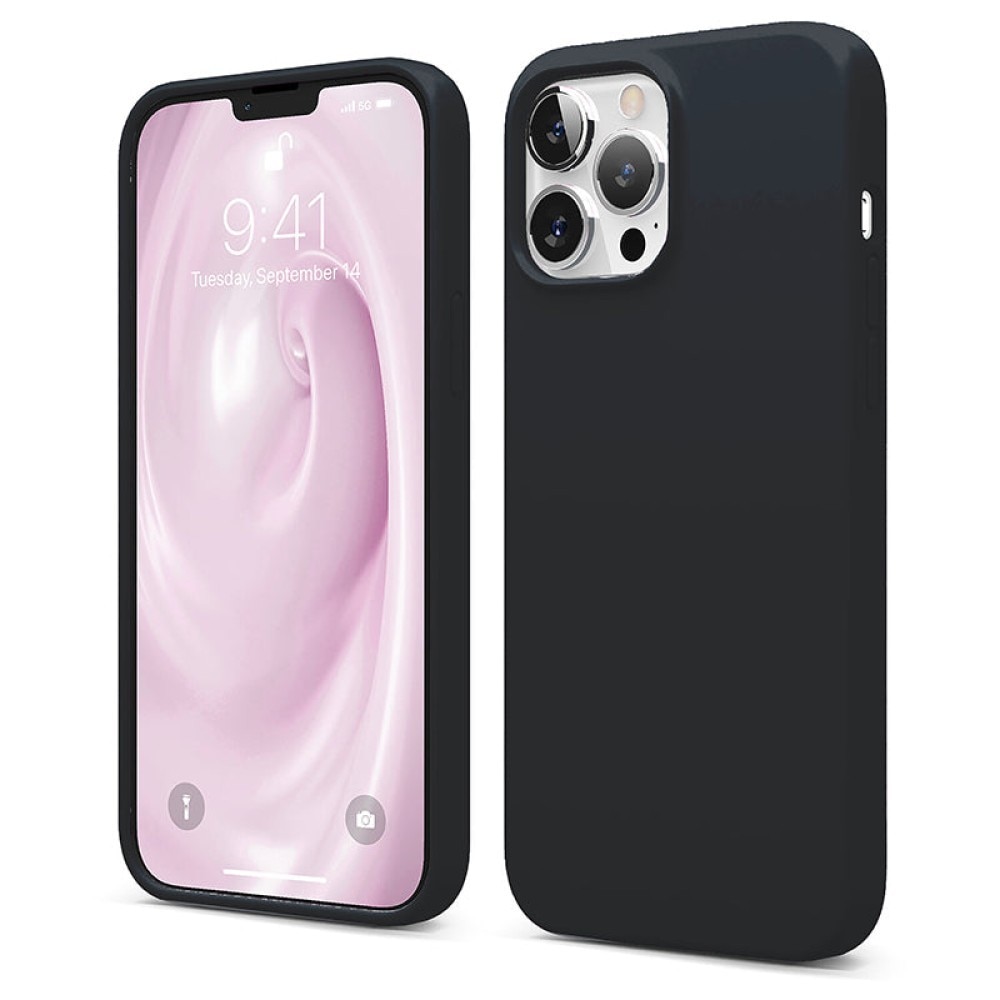 Husa CASEY STUDIOS™ pentru Apple iPhone 13 Pro, Soft Silicone Premium, Microfibra in Interior, Negru, de Protectie, Ultra Slim, pentru Incarcare Wireless, Margini Ridicate pentru Protectia Ecranului si a Camerelor