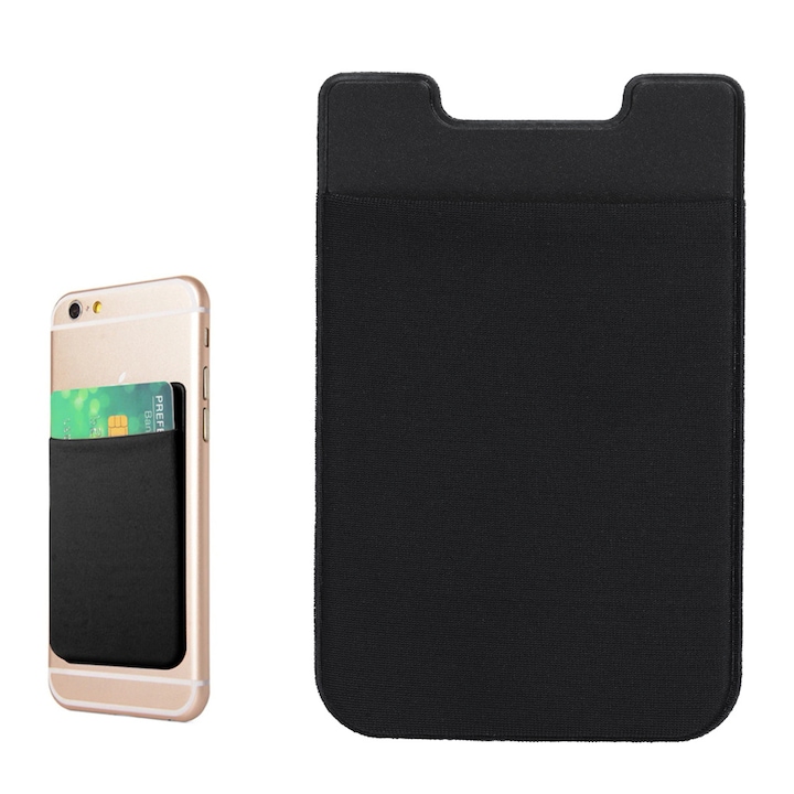 Husa autoadeziva pentru carduri, documente telefon, Interlook, Negru
