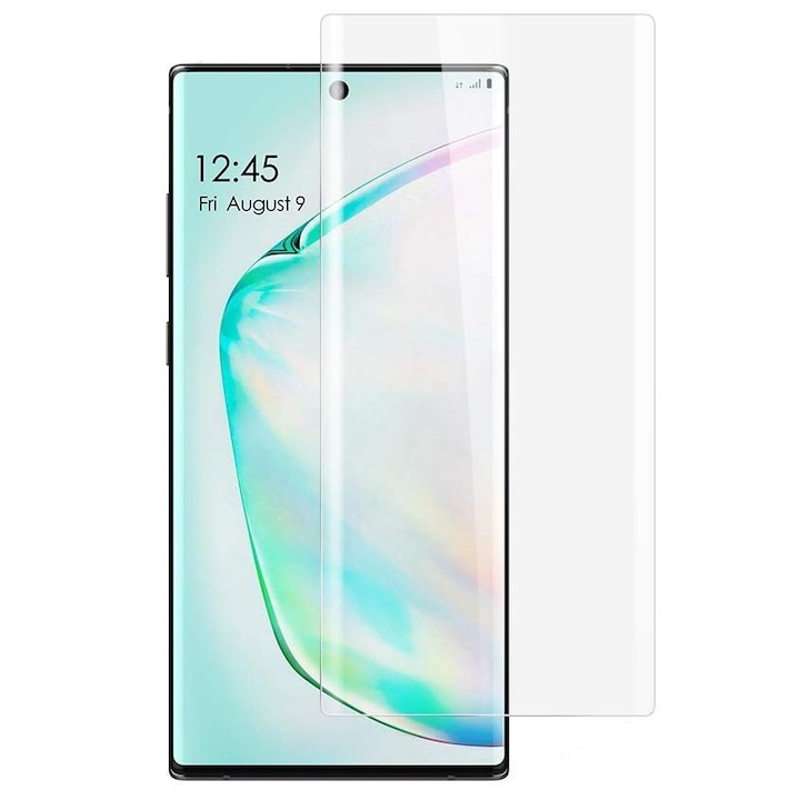 Folie sticla curbata UV Full Glue pentru Samsung Galaxy Note 10 Plus, Transparenta