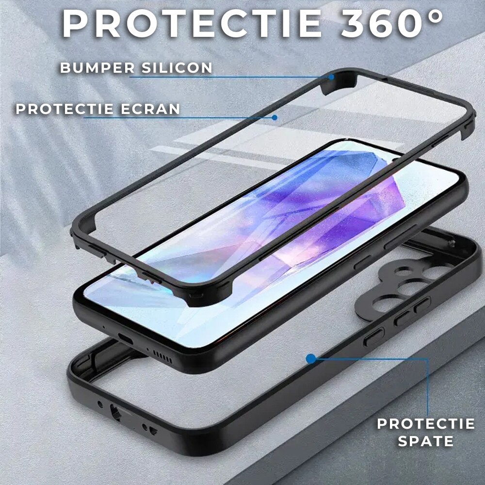 Husa pentru Samsung Galaxy A55 5G DaDen® ColorVerse 360, Antisoc, Protectie completa spate-ecran, Mov