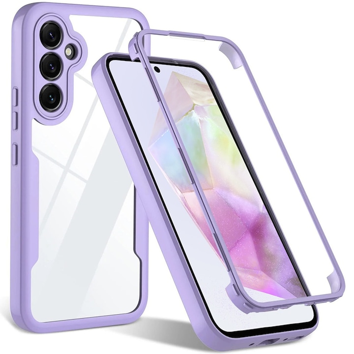 Husa pentru Samsung Galaxy A55 5G DaDen® ColorVerse 360, Antisoc, Protectie completa spate-ecran, Mov