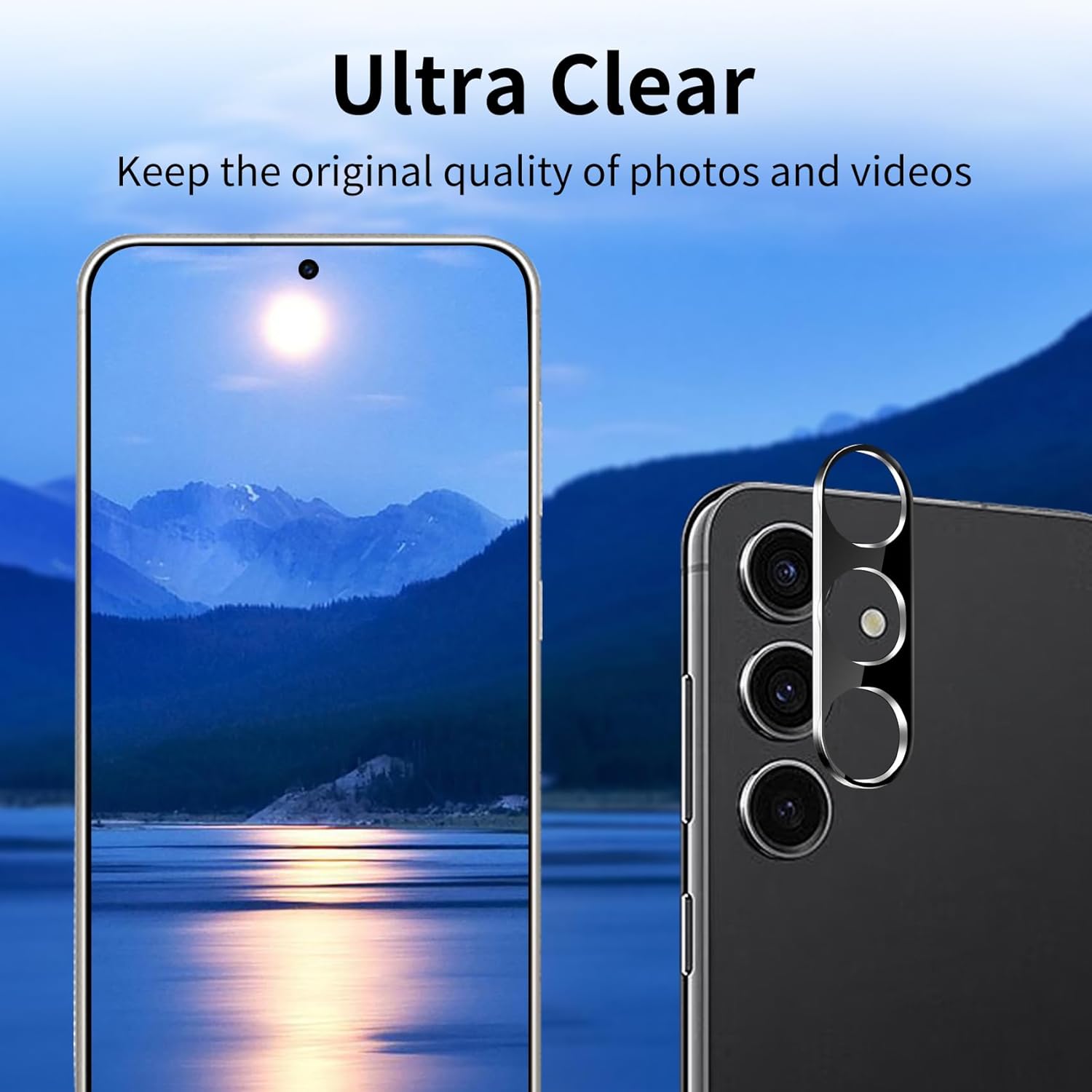 Folie protectie camera din sticla securizata, MDUG, compatibila cu Samsung Galaxy S24, 9H, Negru