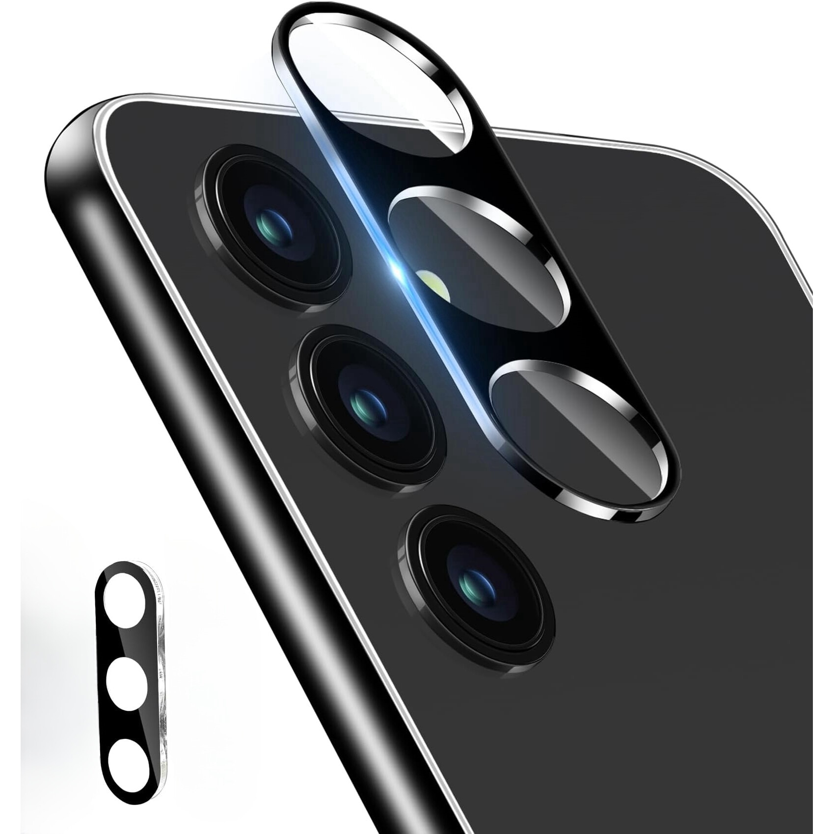 Folie protectie camera din sticla securizata, MDUG, compatibila cu Samsung Galaxy S24, 9H, Negru