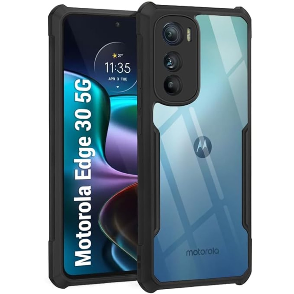 Husa Compatibil cu Telefon de Protectie Hybrid Armor GEO, Compatibila cu Motorola Edge 30 5G, Negru/ Transparent