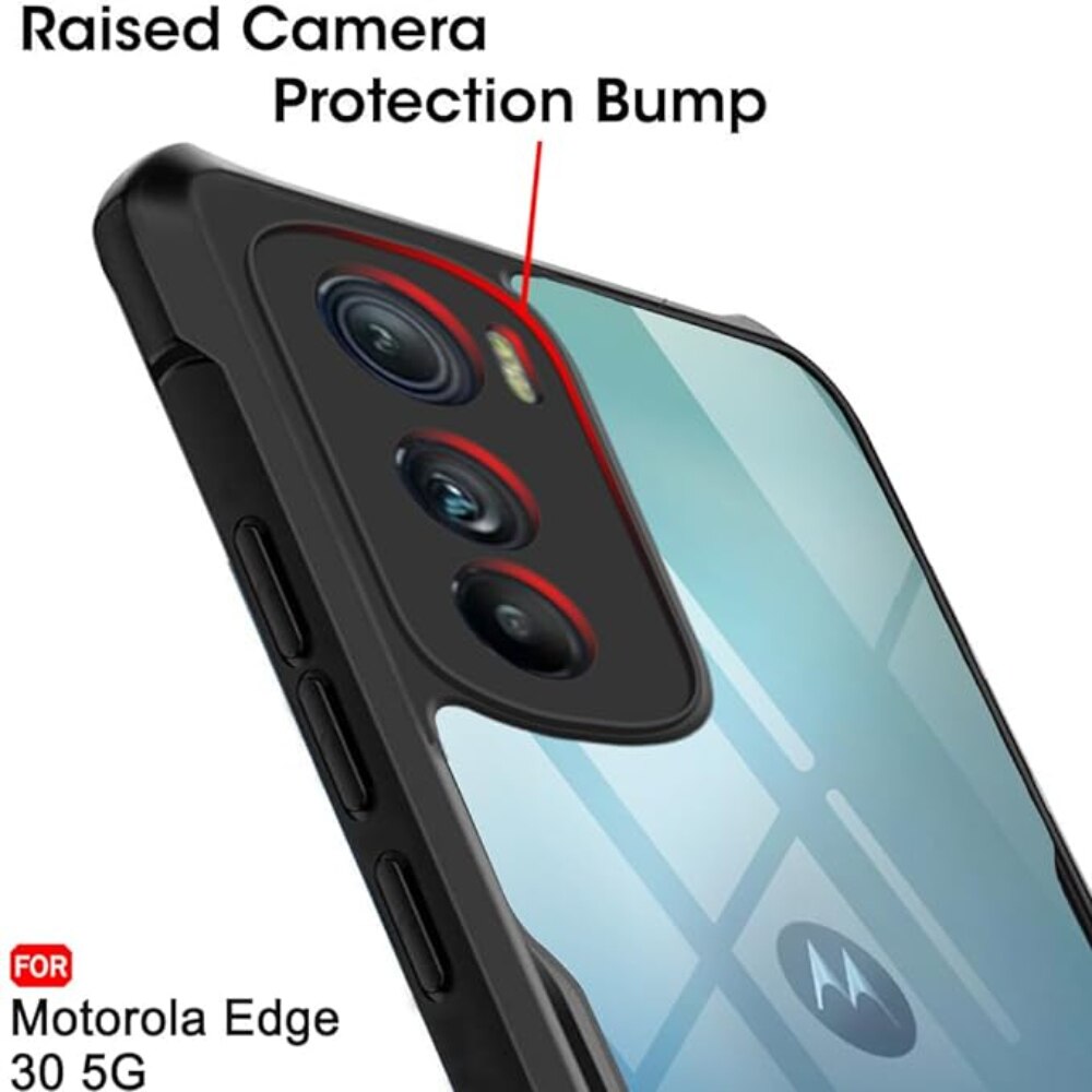 Husa Compatibil cu Telefon de Protectie Hybrid Armor GEO, Compatibila cu Motorola Edge 30 5G, Negru/ Transparent