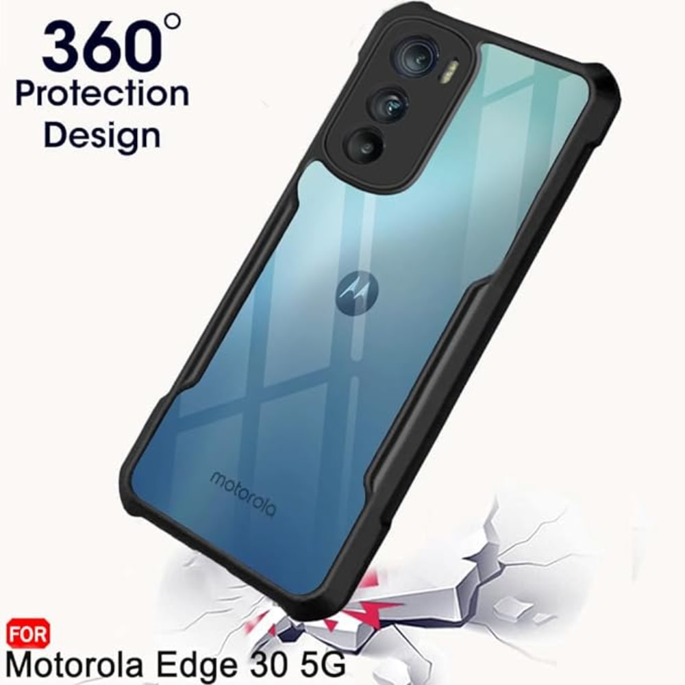 Husa Compatibil cu Telefon de Protectie Hybrid Armor GEO, Compatibila cu Motorola Edge 30 5G, Negru/ Transparent