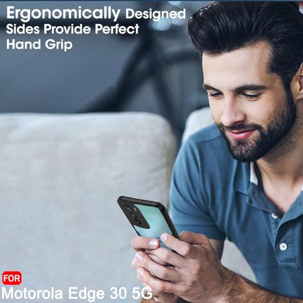 Husa Compatibil cu Telefon de Protectie Hybrid Armor GEO, Compatibila cu Motorola Edge 30 5G, Negru/ Transparent