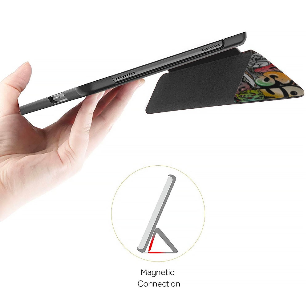 Set Husa Tableta din piele PU si Folie Silicon Transparent pentru Samsung Galaxy Tab A8 10.5 inch SM-X200/SM-X205, Protectie Completa 360, Hydrogel Regenerabil, Full Glue, Interior Catifea, Stand, Display Protejat, Colturi Anti-Soc, Multicolor