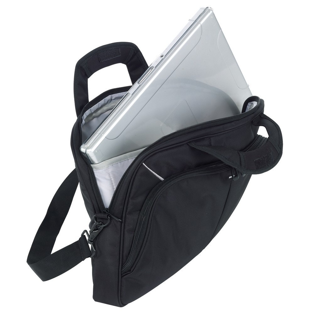 Geanta laptop cu bretea de umar ajustabila, negru, Everestus, GP02SY, poliester 1680D, saculet si eticheta bagaj incluse