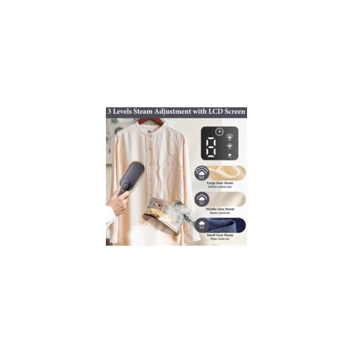 Fier de calcat portabil cu display LCD, 1200W, 3 niveluri de abur, incalzire rapida in 10 secunde, mana rotativa 180°, pentru acasa si calatorii (Gri)