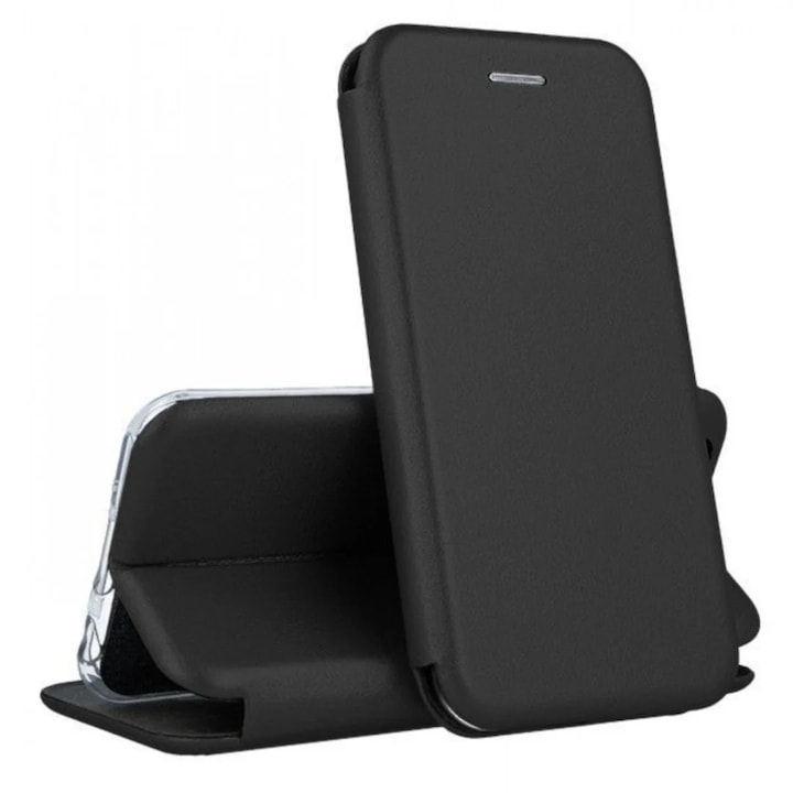 Husa tip carte pentru Samsung Galaxy A17 cu inchidere magnetica, Rezistenta la socuri, Functie de suport, Protectie completa (fata+spate) - Negru Negru
