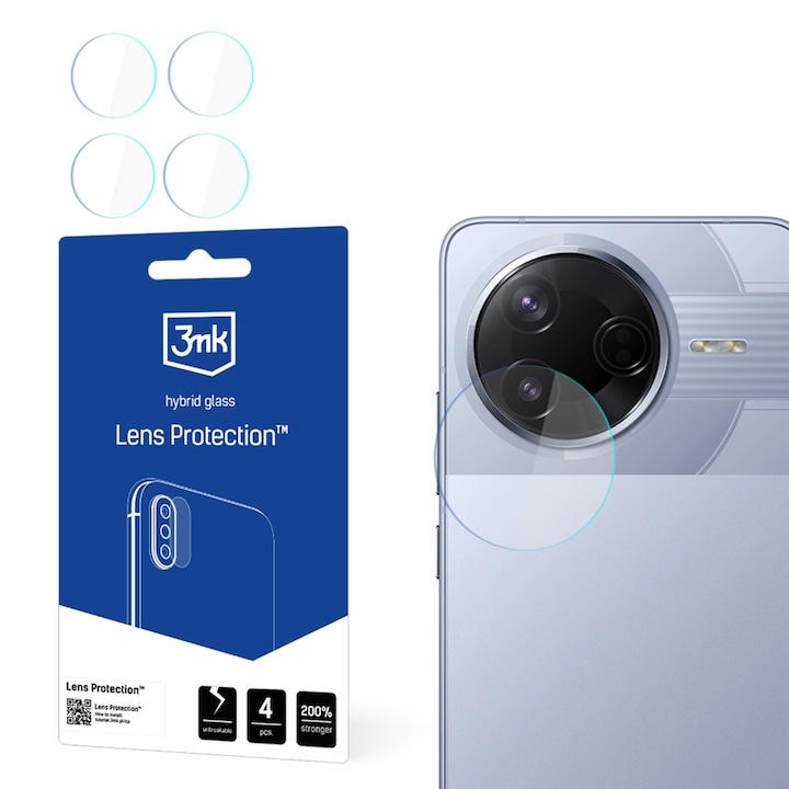 Folie protectie camera Poco F7 Pro, 3mk, 6H, 0,16mm, maro