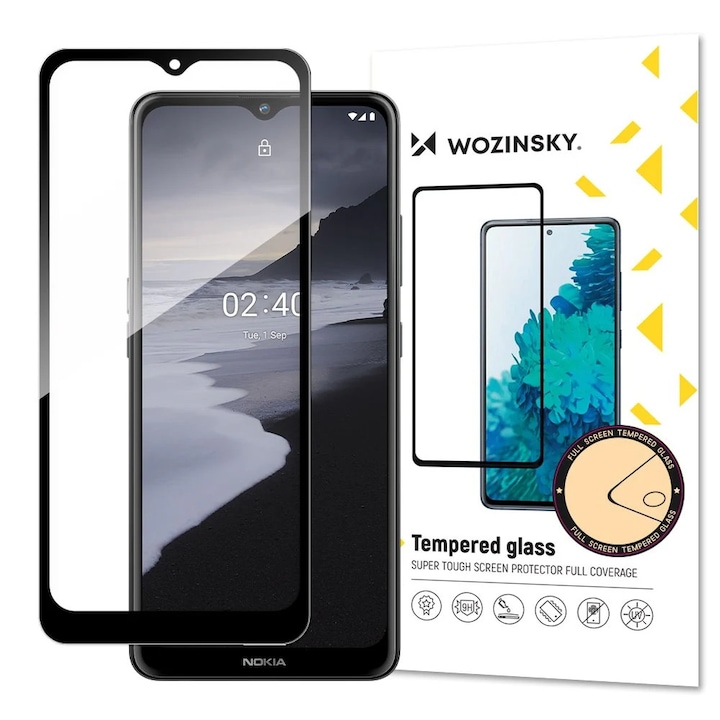 Folie Sticla Wozinsky, Tempered Glass 9H, Full Glue, Nokia 2.4, Negru