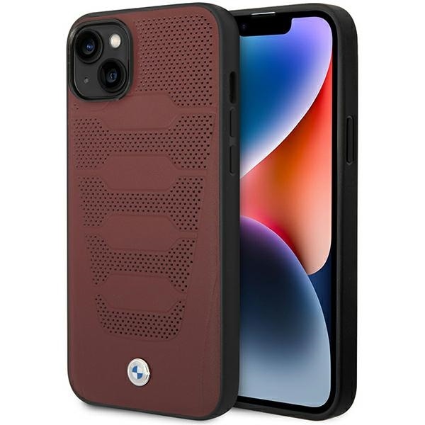 Husa telefon pentru Apple iPhone 14, BMW, Poliuretan, Visiniu/Negru