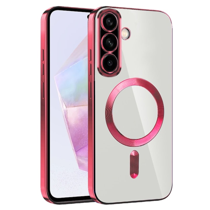 Husa pentru Samsung Galaxy A36 cu MagSafe si protectie pentru lentile anti-shock 1.5 mm transparent - Rosu