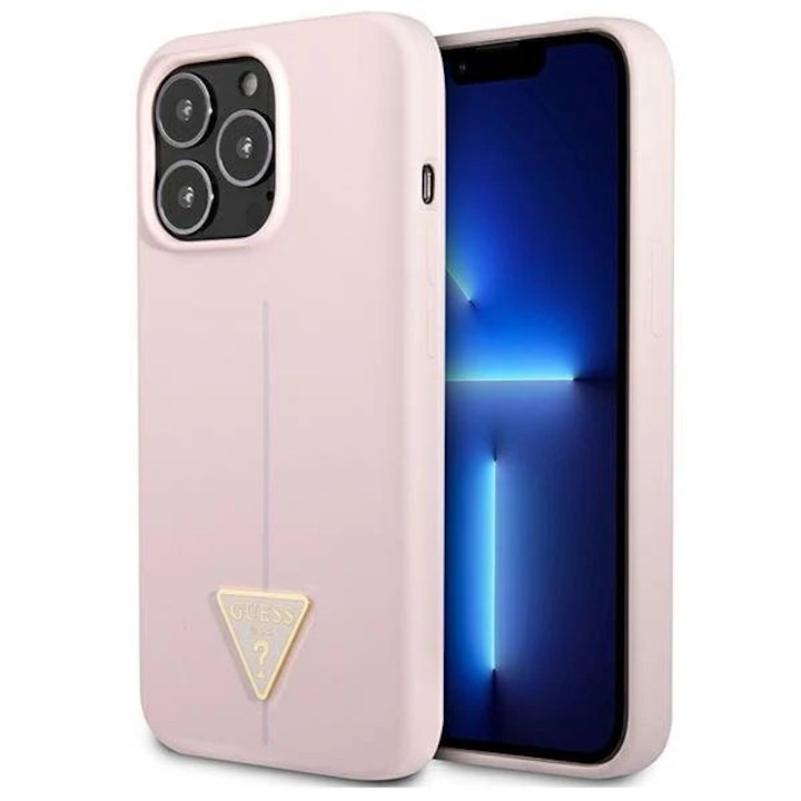 Husa Guess GUHCP13LSLTGU compatibila cu iPhone 13 Pro, Silicone Triangle Logo, Mov