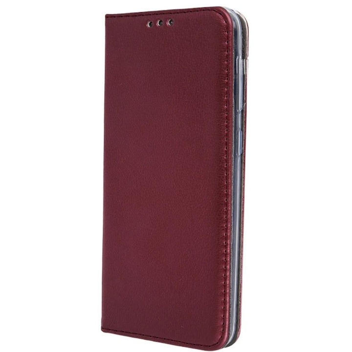 Husa tip carte compatibila cu Samsung Galaxy A16, G-Tech Flip Book, inchidere magnetica, buzunar card, premium stand, Visiniu