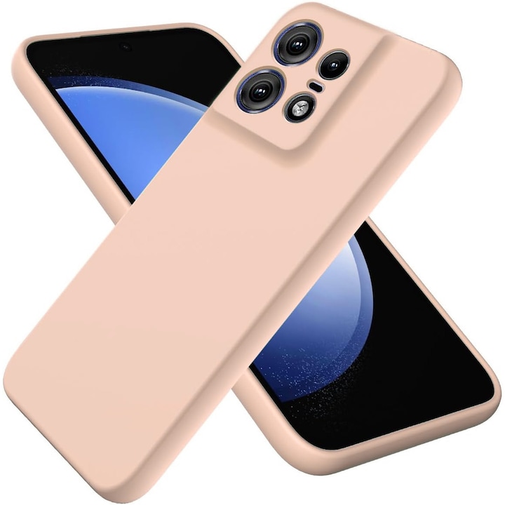 Husa pentru Motorola Edge 50 Pro Daden® Silicon SoftFlex, Ultra Slim, Protectie sporita, Interior de microfibra, Roz nisip