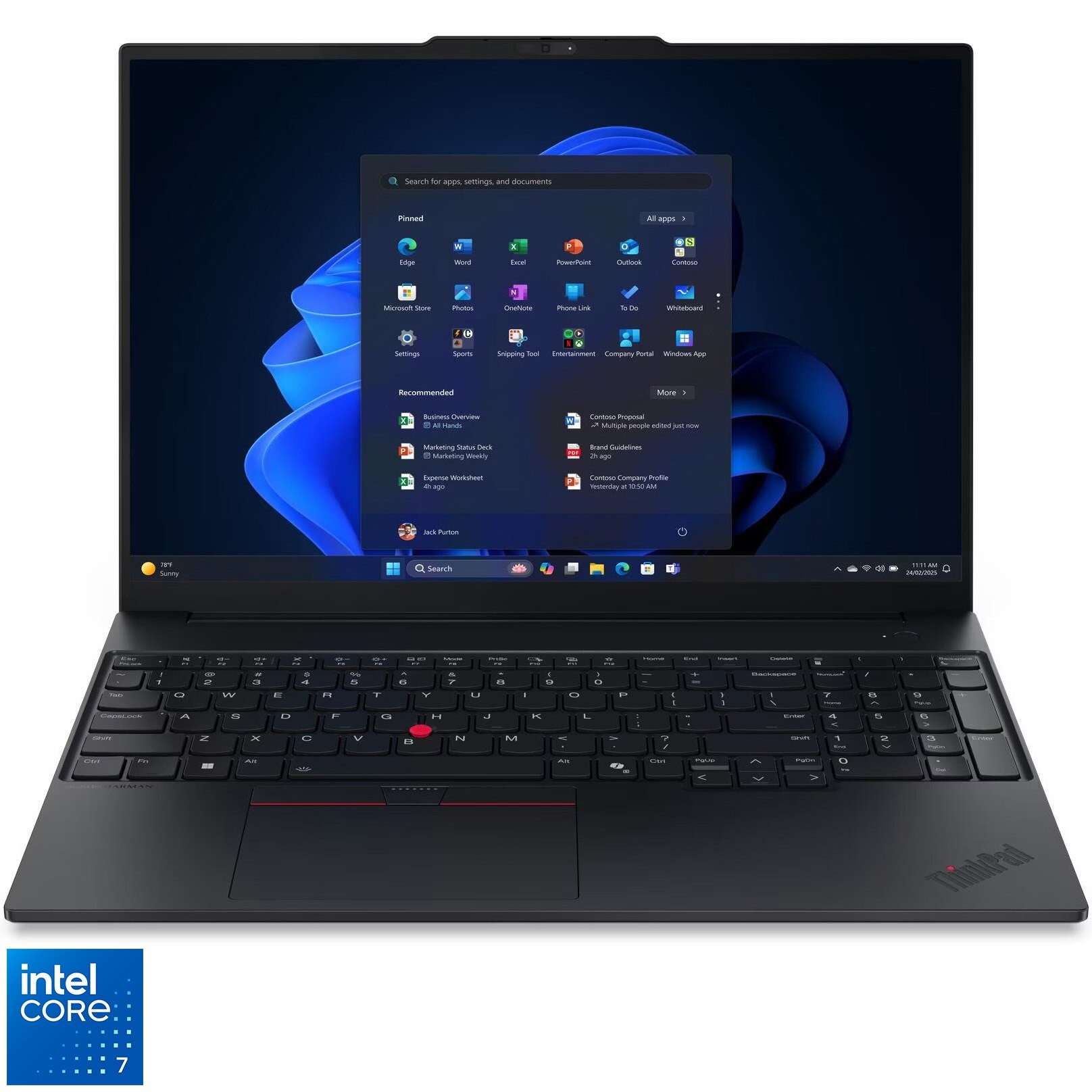 Laptop Lenovo ThinkPad E16 Gen 3 cu procesor Intel® Core™ 7 240H pana la 5.2GHz, 16" WUXGA, IPS, 16GB DDR5 RAM, 512GB SSD, Intel® Graphics, Windows® 11 Pro, Black, 3y on-site Premium Care