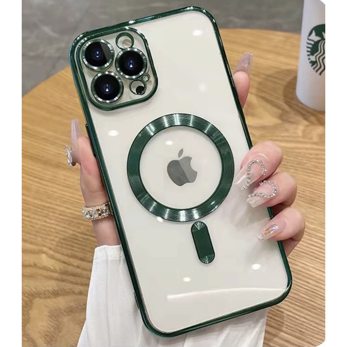 Husa din silicon cu margini metalizate Ultra-Soft, Luxury Magsafe, compatibila cu iPhone 11 Pro / Verde
