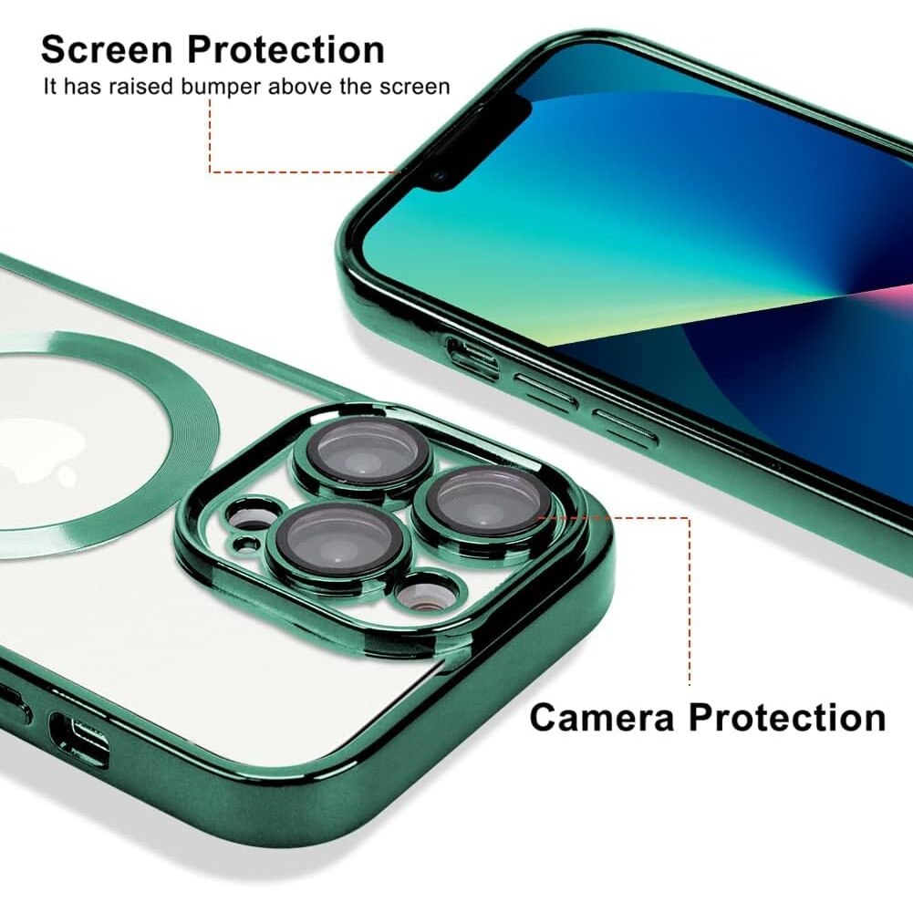 Husa din silicon cu margini metalizate Ultra-Soft, Luxury Magsafe, compatibila cu iPhone 11 Pro / Verde