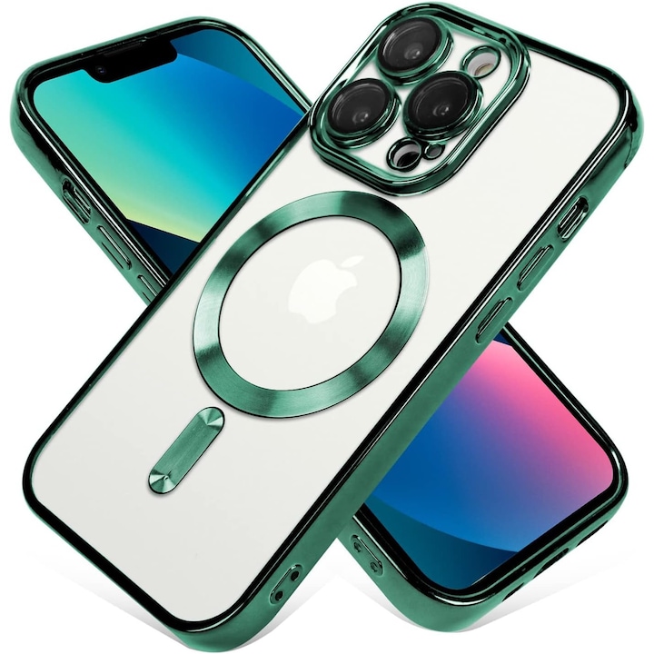 Husa din silicon cu margini metalizate Ultra-Soft, Luxury Magsafe, compatibila cu iPhone 11 Pro / Verde
