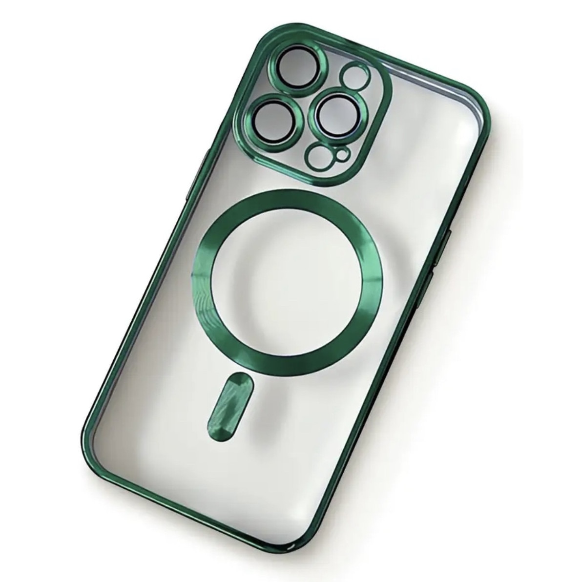 Husa din silicon cu margini metalizate Ultra-Soft, Luxury Magsafe, compatibila cu iPhone 11 Pro / Verde