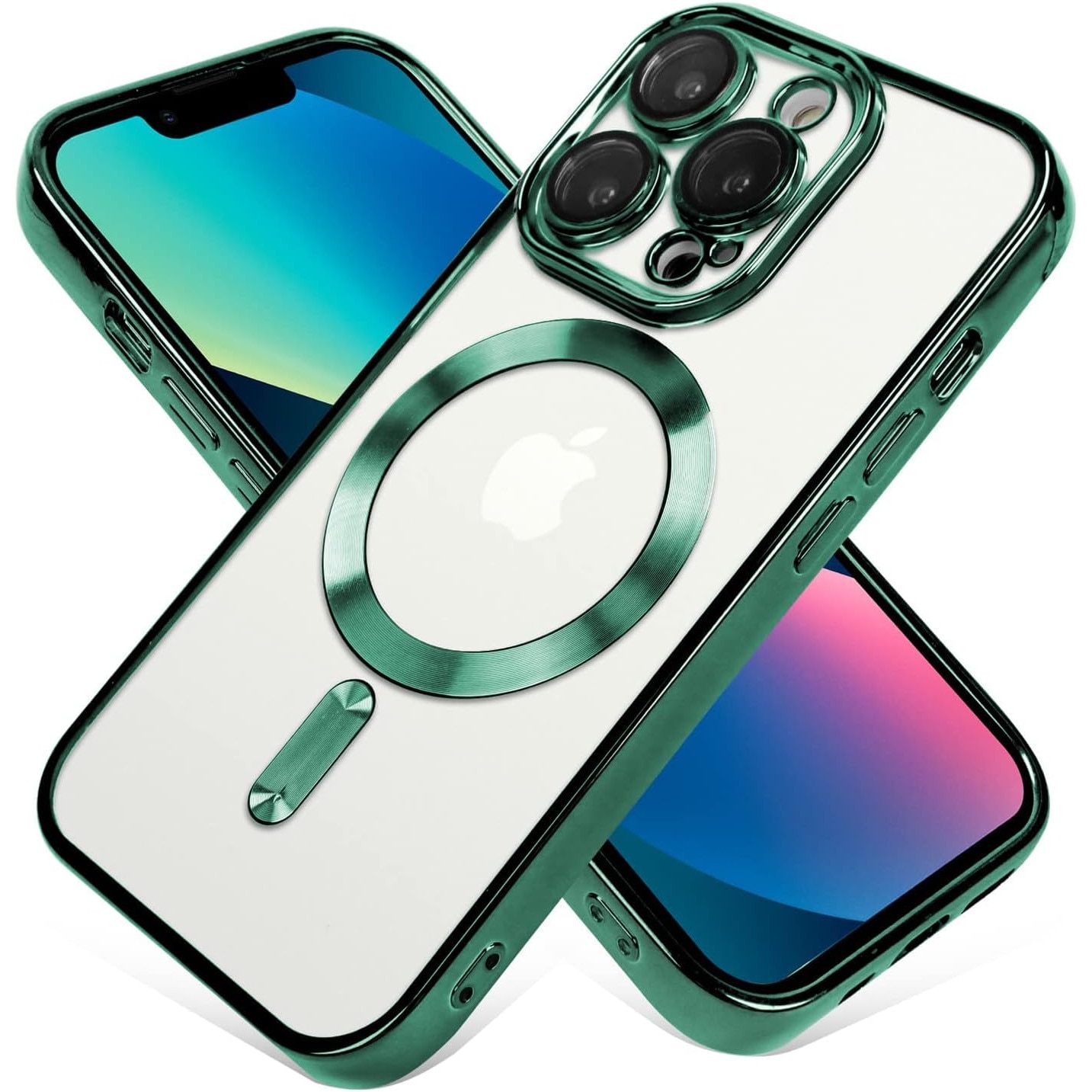 Husa din silicon cu margini metalizate Ultra-Soft, Luxury Magsafe, compatibila cu iPhone 11 Pro / Verde