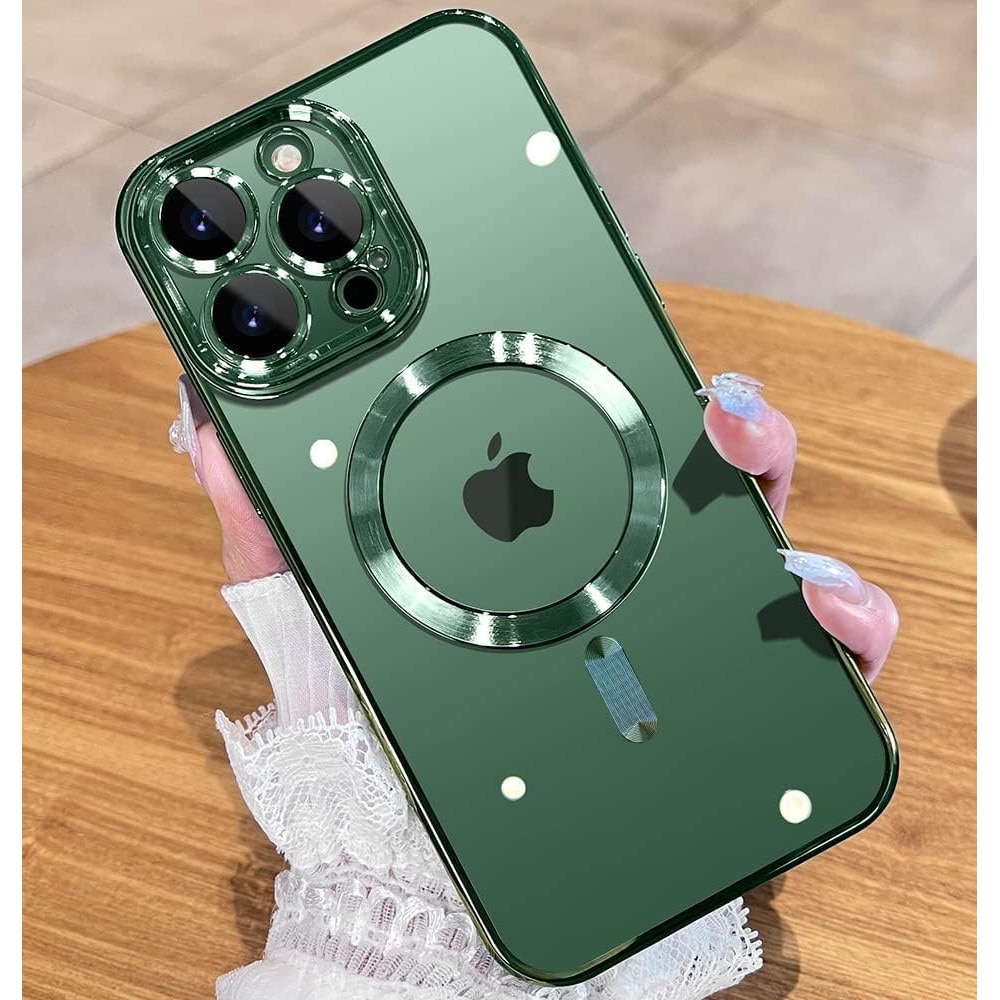 Husa din silicon cu margini metalizate Ultra-Soft, Luxury Magsafe, compatibila cu iPhone 11 Pro / Verde