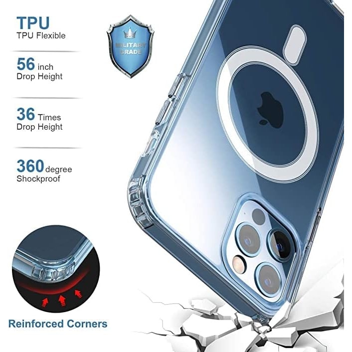Husa pentru iPhone 12 ZAFIT®, cu incarcare Magsafe, Silicon, Transparent