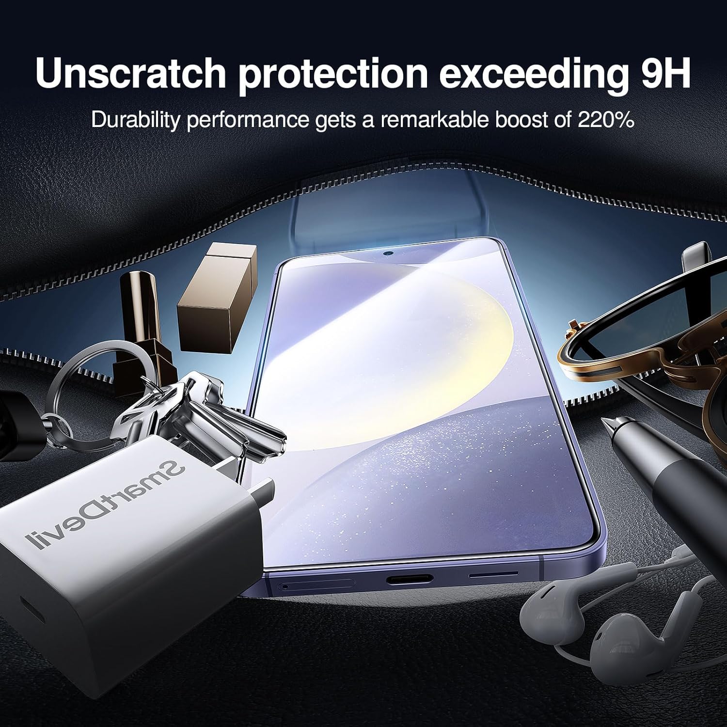 Folie protectie telefon Samsung S24 Ultra, 9H+, super HD, anti-amprente, set aplicator inclus