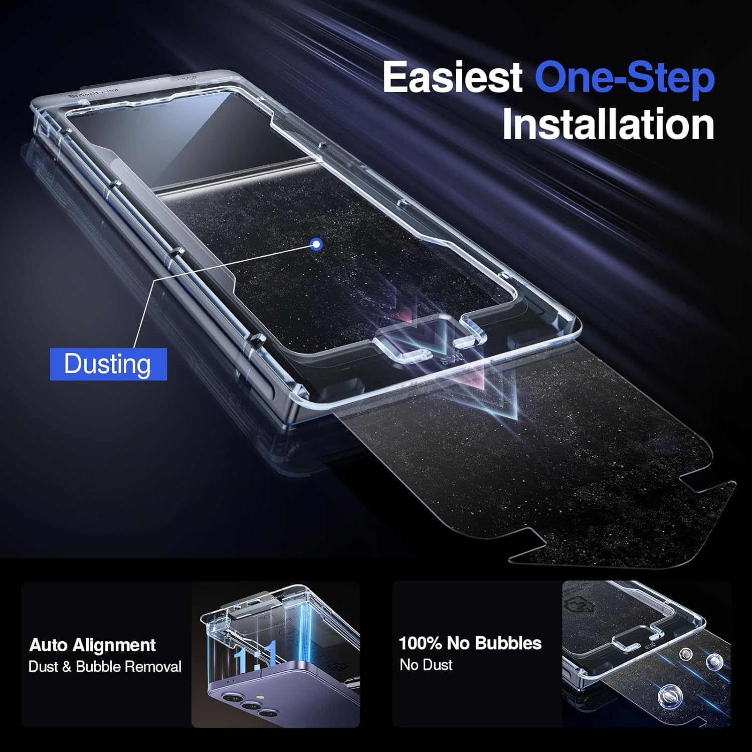 Folie protectie telefon Samsung S24 Ultra, 9H+, super HD, anti-amprente, set aplicator inclus