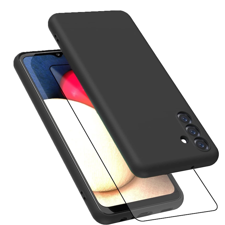 Set Full Protection Silicon neagru si folie sticla protectie ecran pentru Samsung A54, Protectie integrala