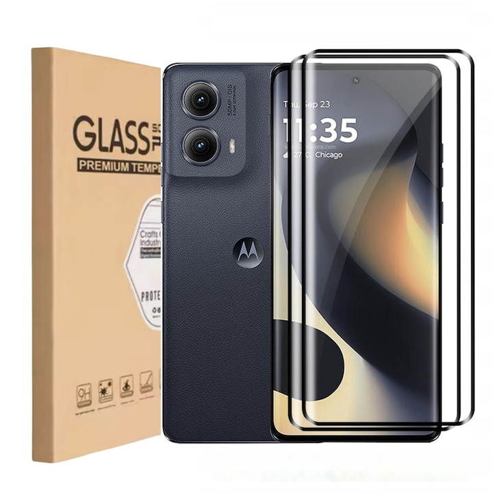 Set 3 Folie de protectie ecran exterior din sticla pentru Motorola Edge 40 Neo 5G, Ultra HD, Anti Zgarieturi, Anti Socuri, Vanaxalife®