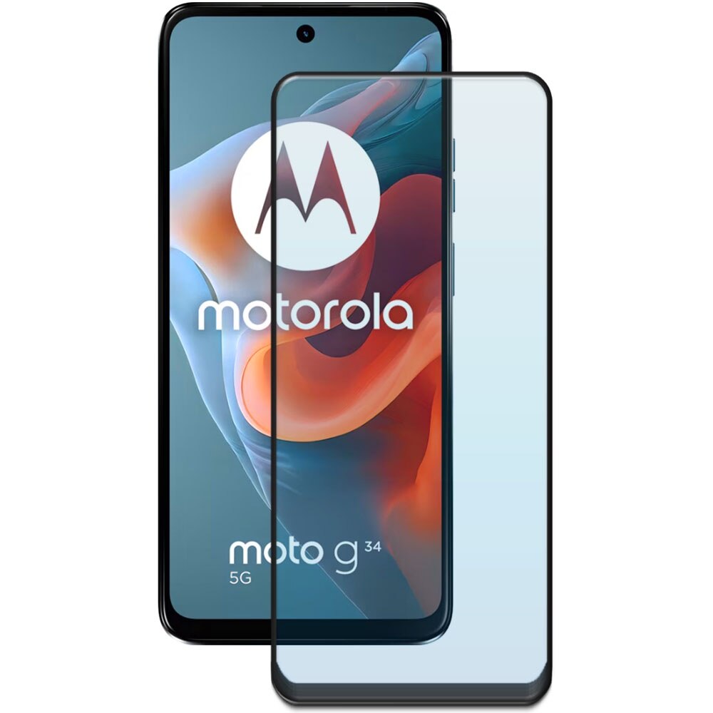 Folie din sticla securizata pentru Motorola Moto G34 5G, HAMSTERBOX Glass Shield, Protectie completa ecran, Full face, Aplicare rapida, Case Friendly, Transparenta