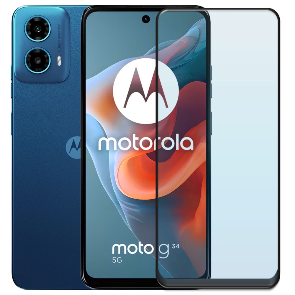 Folie din sticla securizata pentru Motorola Moto G34 5G, HAMSTERBOX Glass Shield, Protectie completa ecran, Full face, Aplicare rapida, Case Friendly, Transparenta
