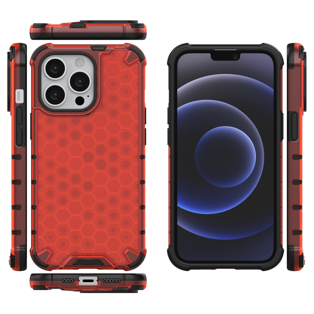 Husa de protectie Hurtel Honeycomb pentru iPhone 13 Pro, TPU/Policarbonat, Rosu