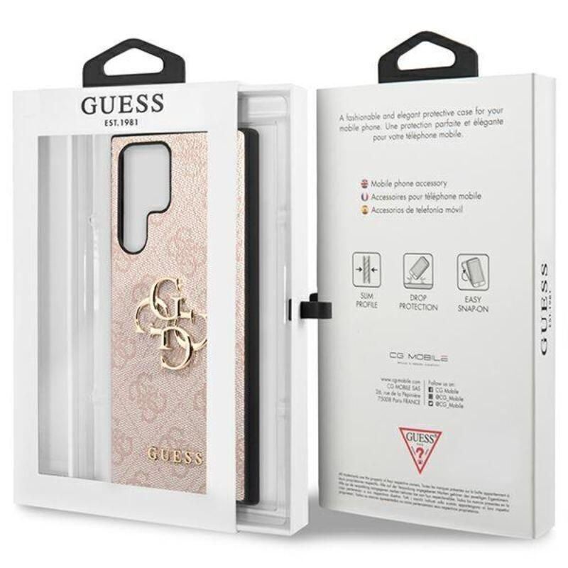 Husa de protectie Guess 4G Metal Logo pentru Samsung Galaxy S23 Ultra, Roz