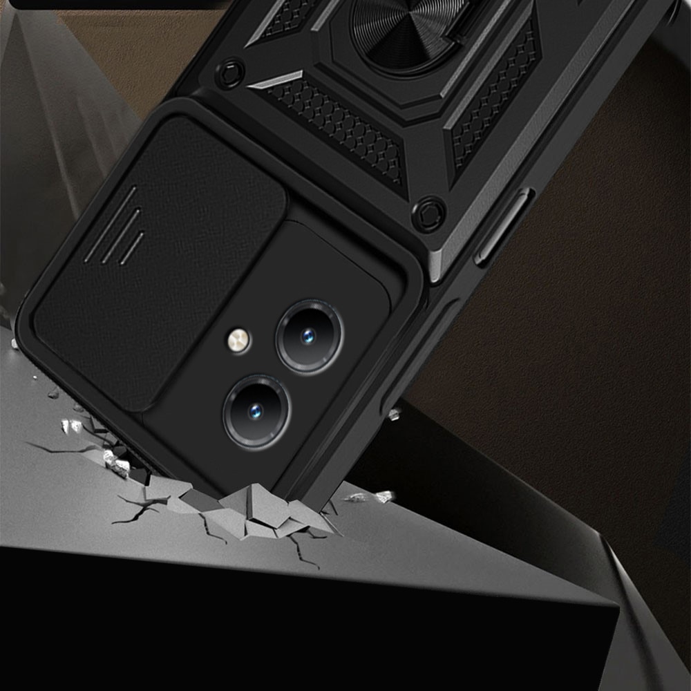 Husa pentru Motorola Moto G14 Premium Hybrid Armor Kickstand, Slider Camera, Antisoc, Protectie Superioara, Negru