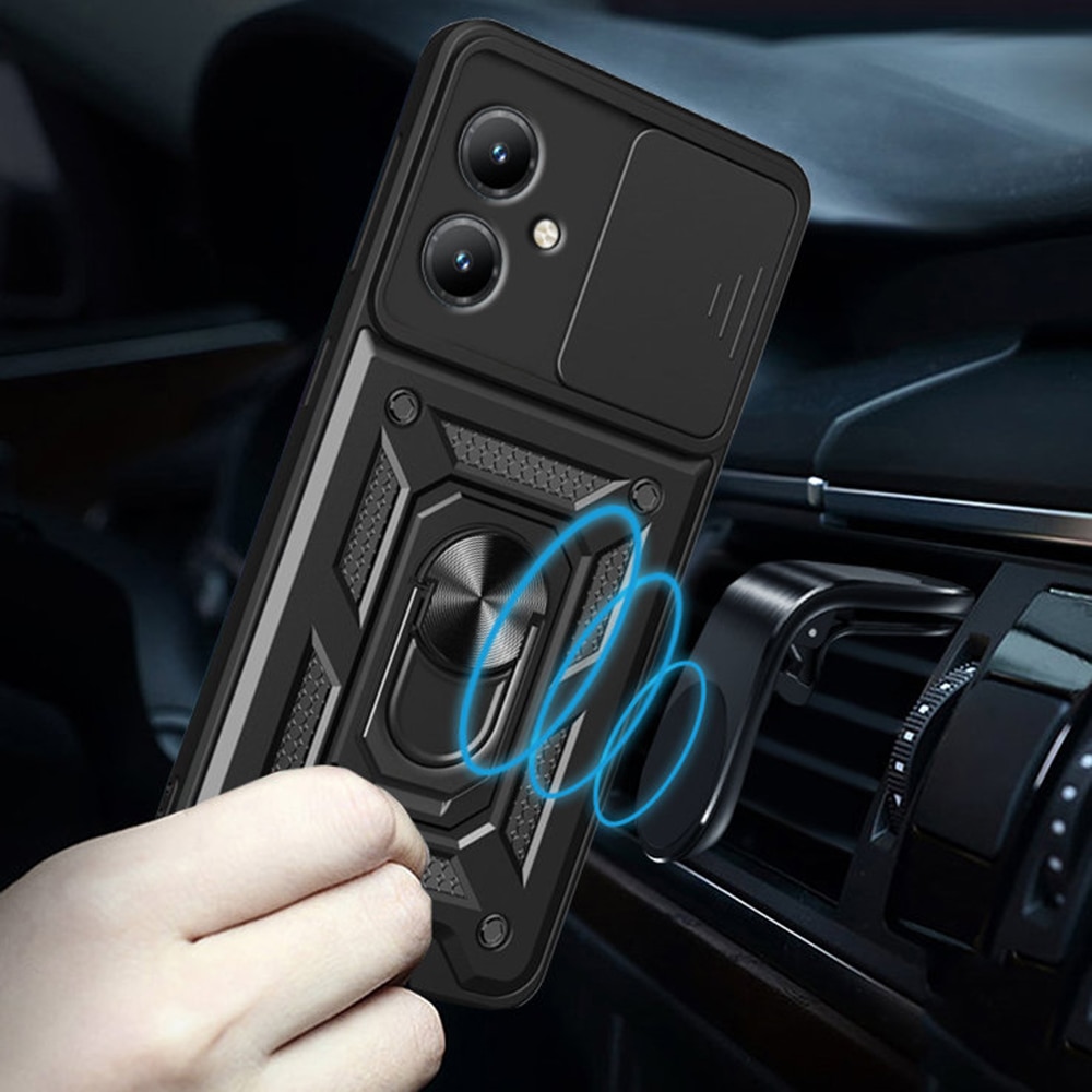 Husa pentru Motorola Moto G14 Premium Hybrid Armor Kickstand, Slider Camera, Antisoc, Protectie Superioara, Negru