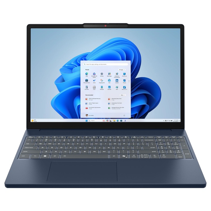 Laptop Lenovo IdeaPad Slim 3 15ARP10, 83K70077BM, 15.3", AMD Ryzen 5 7535HS (6-core), AMD Radeon 660M, 24GB (8GB onboard + 16GB) 4800MHz DDR5, Albastru