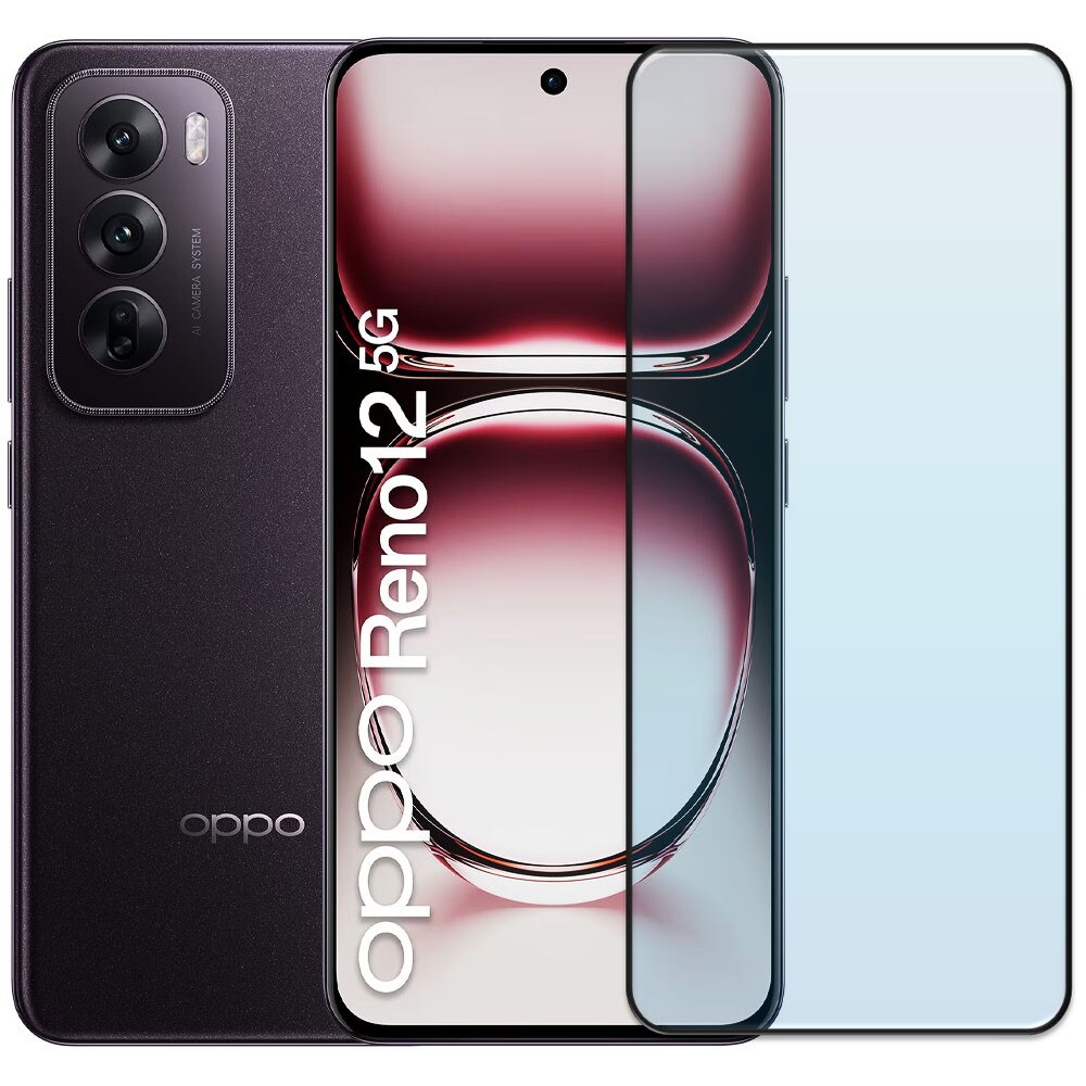 Folie din sticla securizata pentru Oppo Reno 12, HAMSTERBOX Glass Shield, Protectie completa ecran, Full face, Aplicare rapida, Case Friendly, Transparenta