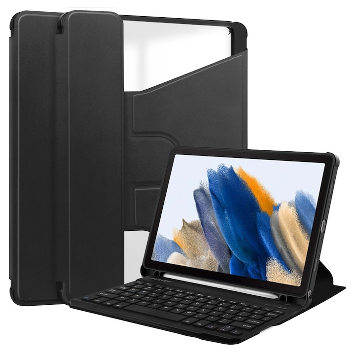 Husa cu tastatura pentru Samsung Galaxy Tab A9+, negru, 2 in 1