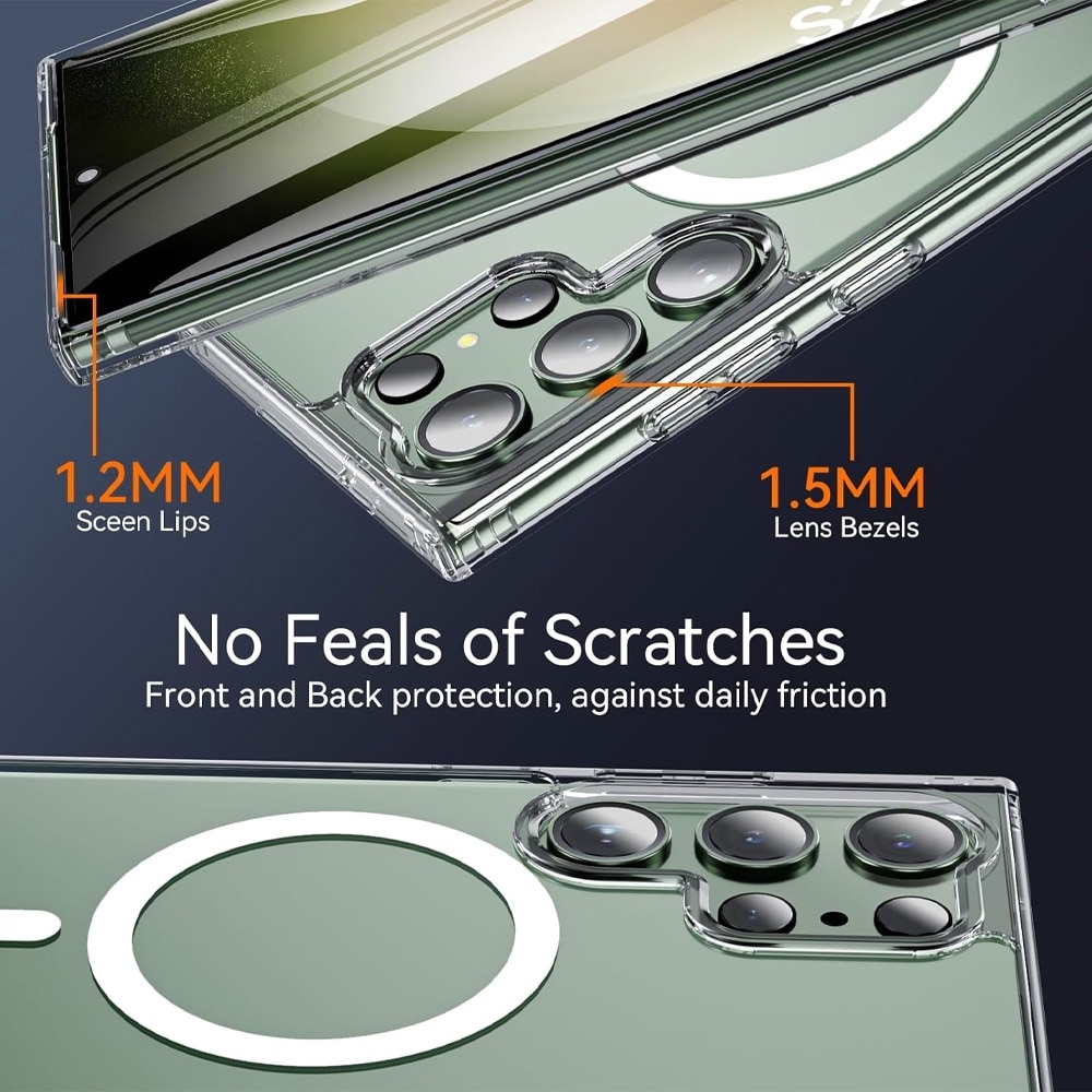 Husa MagSafe Transparenta pentru Samsung Galaxy S23 Ultra, OPTIM SOLUTION, MagSafe Compatibility, Ultra Protectie, Magnetic Function, Functionalitate Superioara, Anti-yellowing, Design SlimFit, Decupaje Precise, Transparent